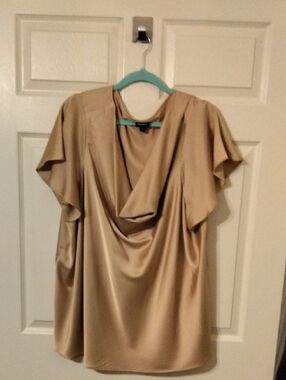 Torrid Honey-colored Satin Drape Neck Top